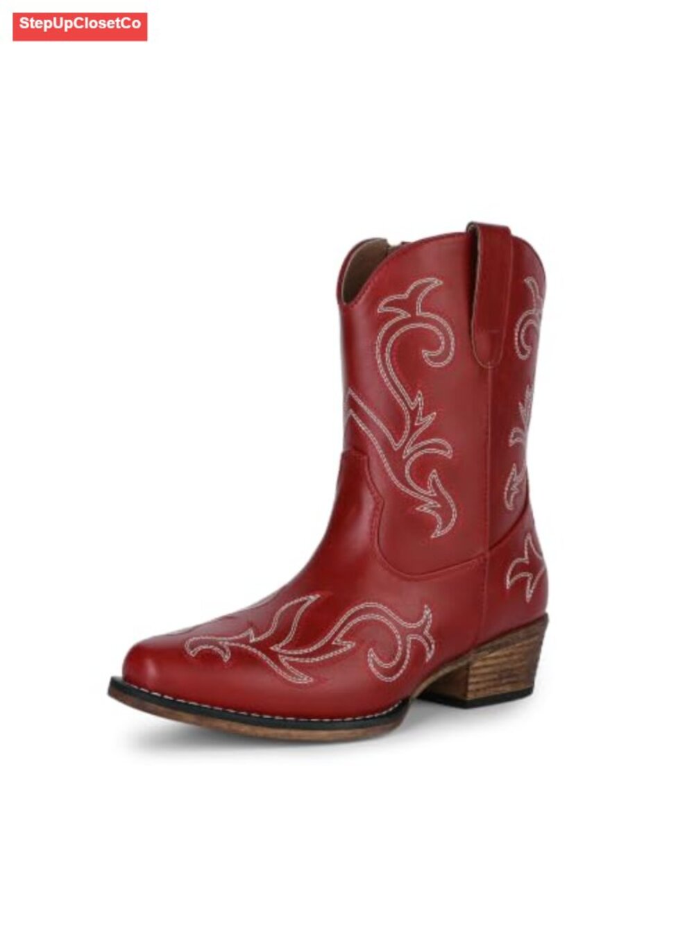 Women's Western Ankle Boots Embroidered Cowboy Booties Zip Cuban Heel